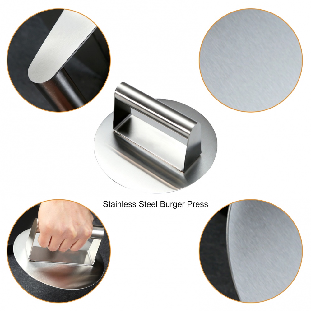 Dụng Cụ Ép Thịt Làm Bánh Hamburger Bằng Thép Không Gỉ Không Dính Mịn Chuyên Nghiệp