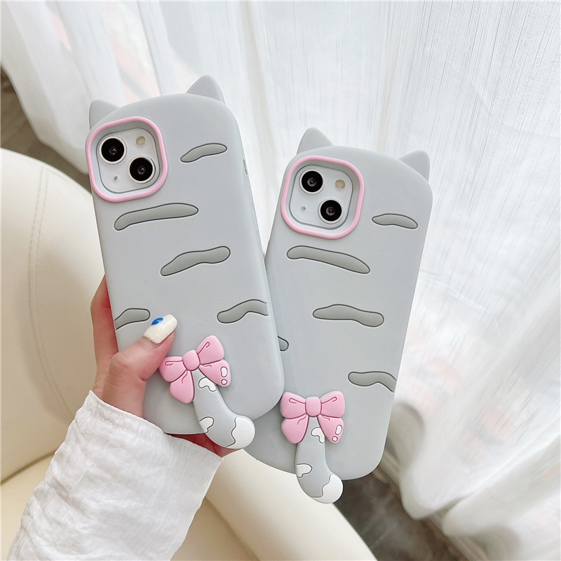 Vỏ chống sốc màu xám cho iPhone 14 Pro 13 Pro Max Silicone mềm iPhone 12 Pro 11 Pro Max Ốp lưng in hình mèo dễ thương
