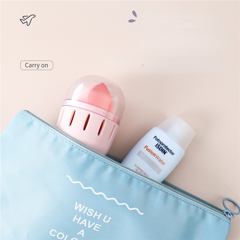 Hộp Đựng Mút Trang Điểm Hình Quả Trứng Trong Suốt Chống Bụi Thoáng Khí Có Nắp Đậy