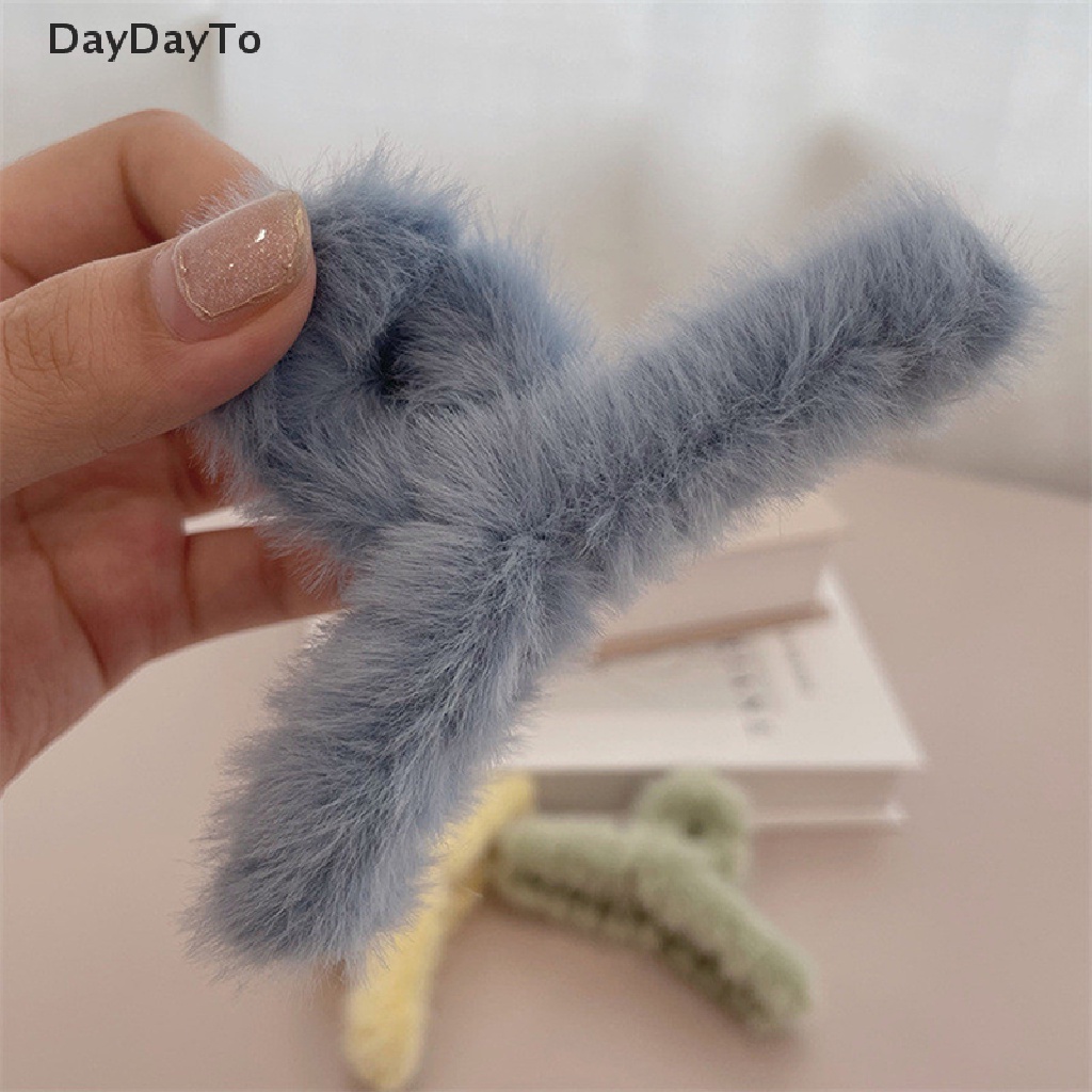 Kẹp Tóc Càng Cua Đính Lông Giả Bằng Acrylic Thanh Lịch