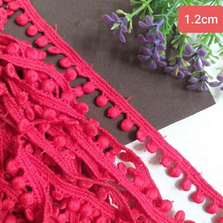 Ren chỉ cotton pom pom , size 1.2cm (dây 5 mét)