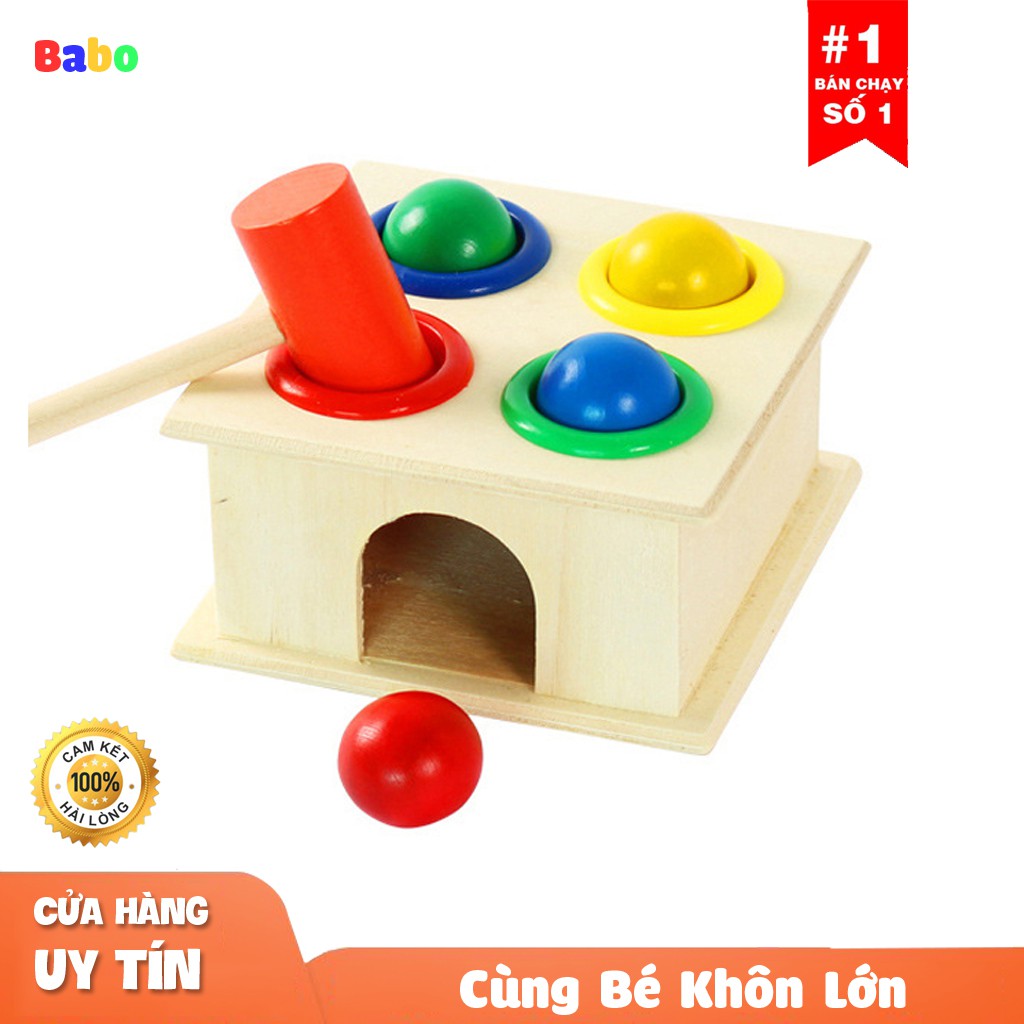 [Mã TOYDEC hoàn 20K xu đơn 50K] Đồ Chơi Hộp Đập Bóng Bằng Gỗ Kết Hợp Tay Mắt, Học Tập Màu Sắc Cho Bé