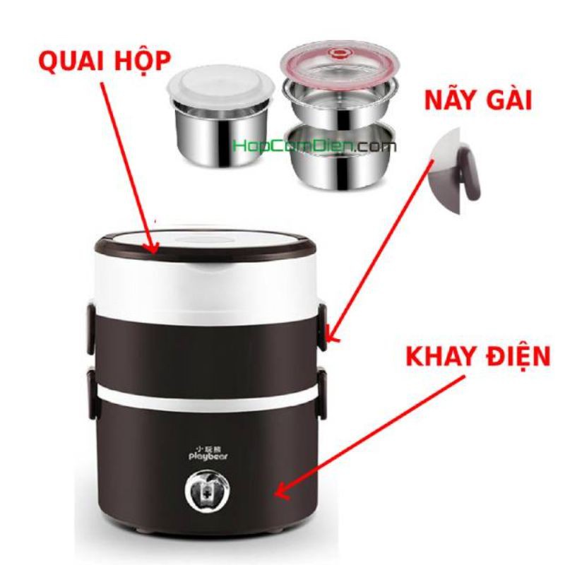 Tặng Sticker  Hộp Cơm Cắm Điện Hâm Nóng Inox Cao Cấp 3 Tầng Đa Năng Làm Nóng Nhanh An Toàn Chính Hãng - HÀNG MỚI VỀ