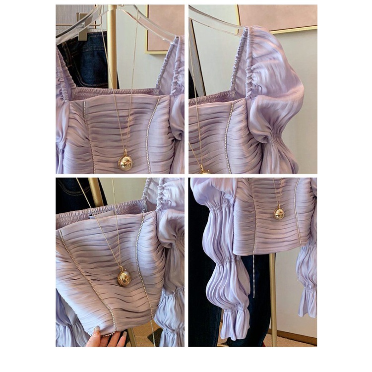 Áo Kiểu Tay Phồng Màu Tím Phong Cách Ngọt Ngào Thời Trang Mùa Xuân Mới Dành Cho Nữ 2022