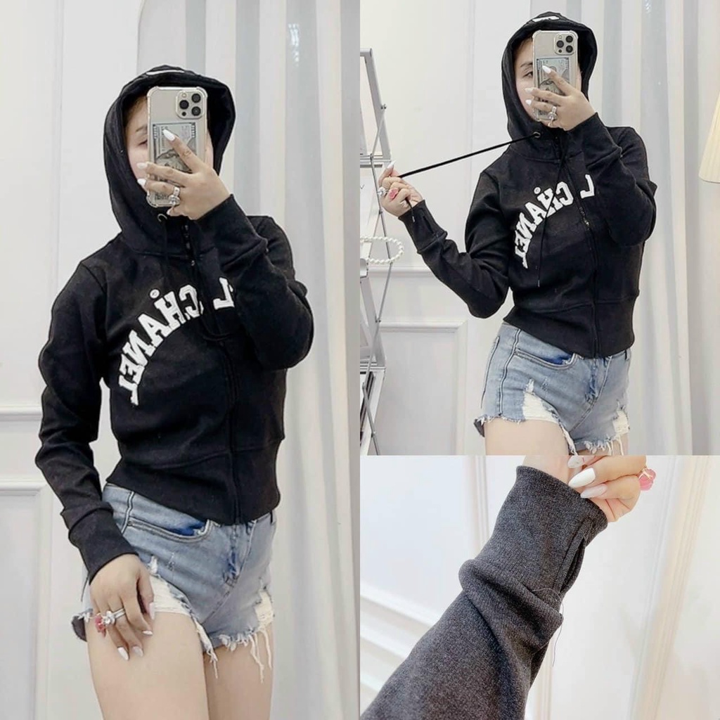 Áo khoác nữ form rộng ESHOP có mũ bigsize đẹp Áo khoát nữ chống nắng thun lạnh cotton dày rẻ AK01