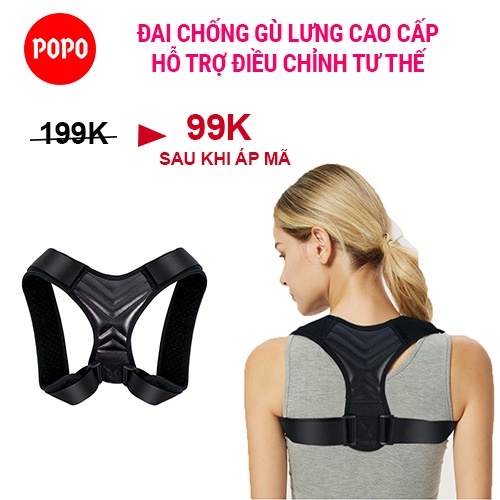 Đai chống gù lưng cao cấp, chính hãng POSTURE CORRECTOR, đai lưng cải thiện gù lưng, điều chỉnh tư thế BC15 POPO