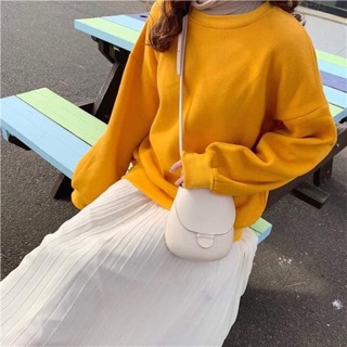 Áo Sweater Basic Tay Dài Nỉ Bông Kèm Video