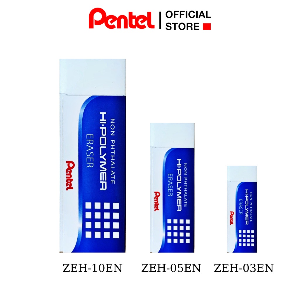 Gôm Tẩy Học Sinh Pentel Hi Polymer ZEH 3 Kích Cỡ Màu Trắng