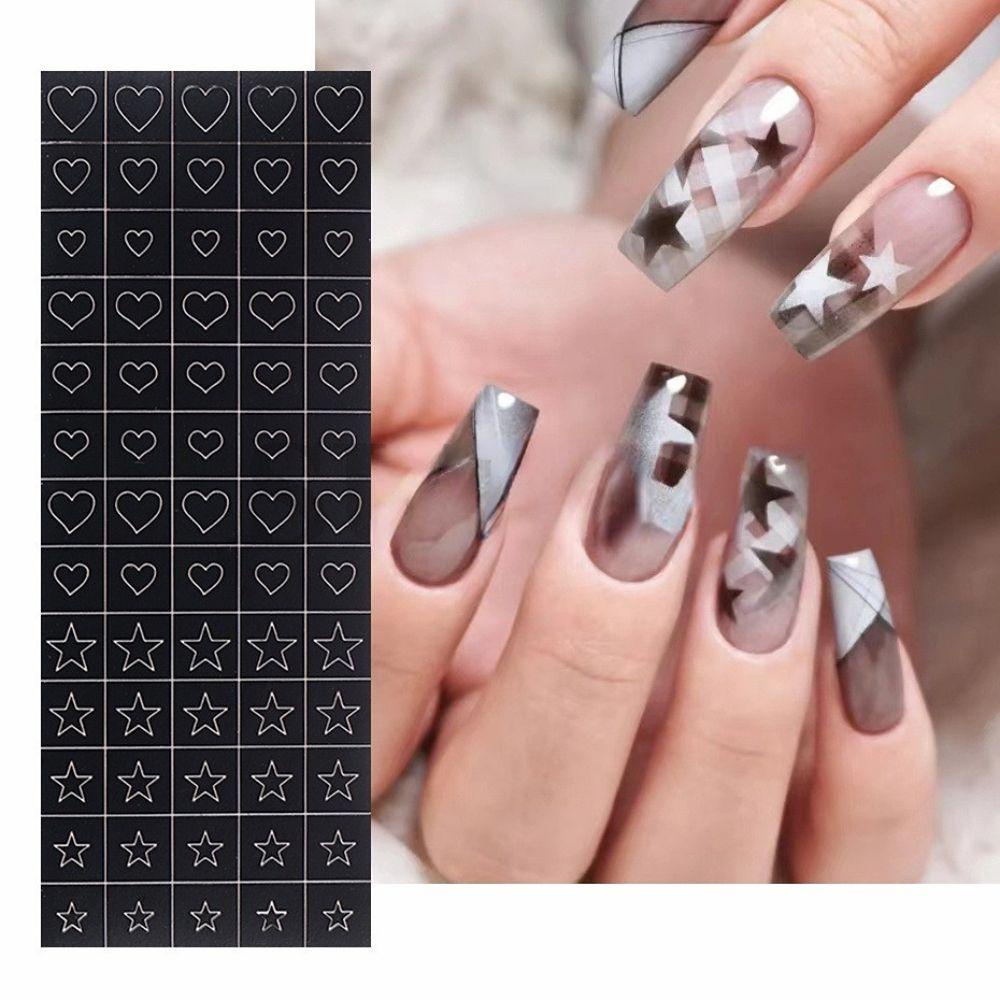 QQMALL Miếng Dán Trang Trí Móng Tay Nghệ Thuật Hình Hoa Hồng Trái Tim