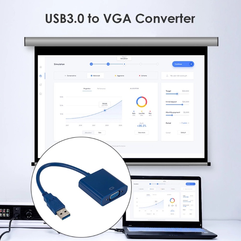 Dây cáp chuyển đổi thẻ đồ họa đa cổng USB sang VGA 1080P | BigBuy360 - bigbuy360.vn