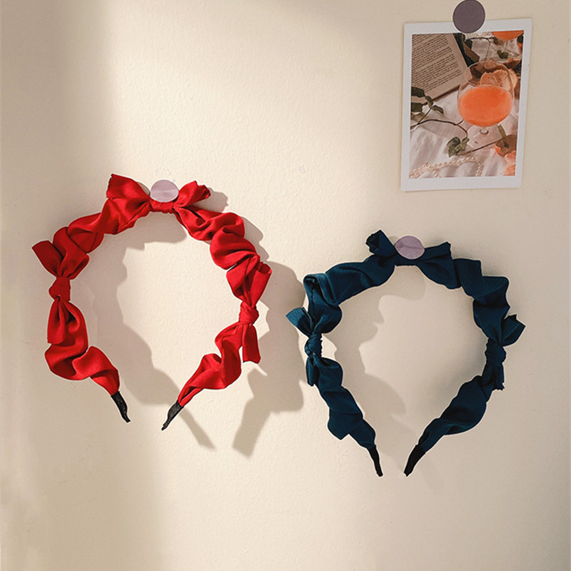Cài tóc vải satin thắt nơ thời trang vintage thanh lịch