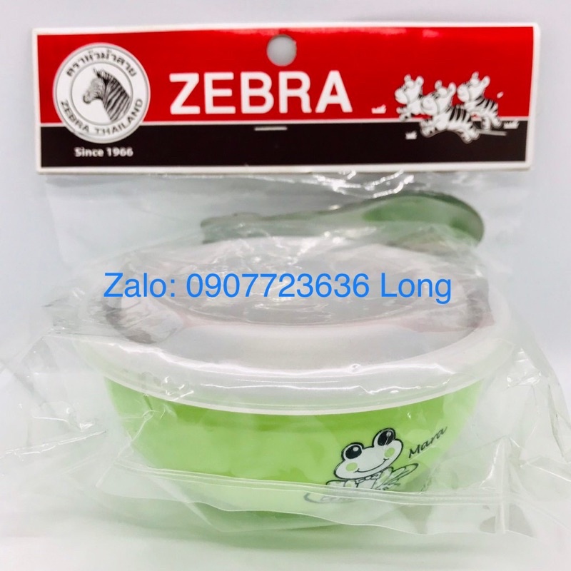 Chén Inox 11cm Zebra Hai Lớp Có Nắp Kiddy Kèm Muỗng inox - 184202 nhập khẩu Thái Lan