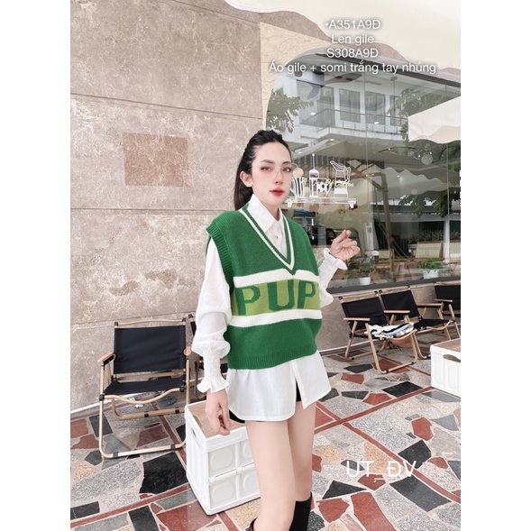 Áo len dệt kim ghile chữ pure hàn quốc siêu đáng êu