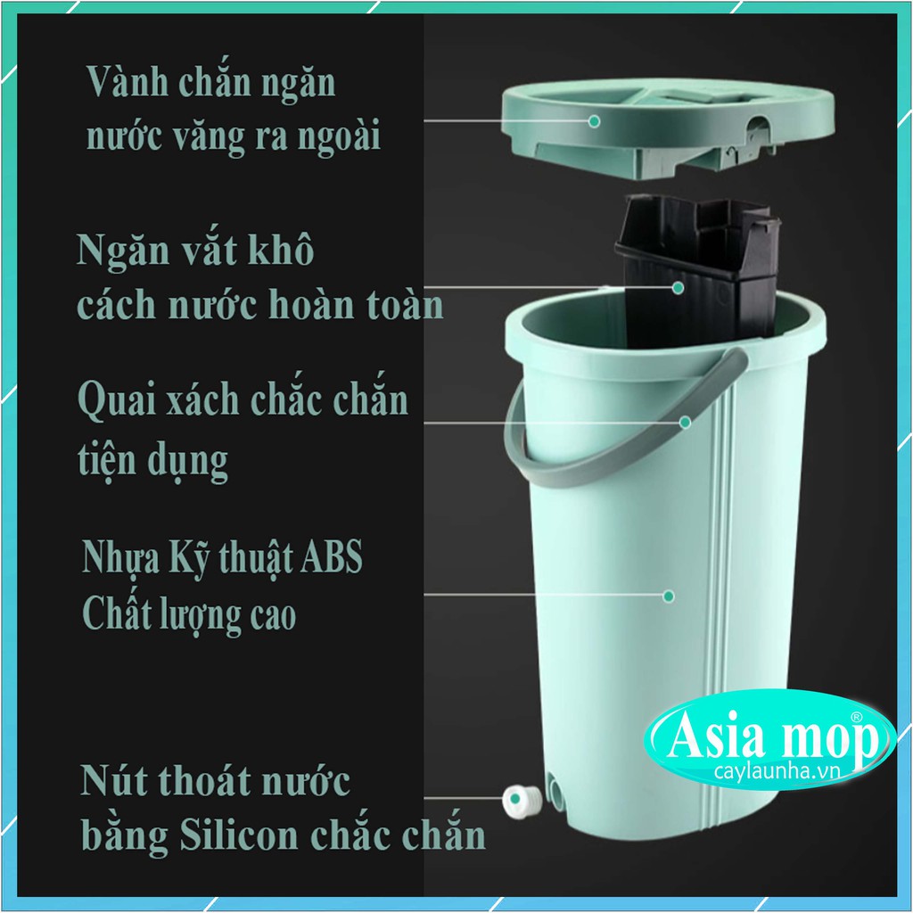 Cây lau nhà thông minh kèm thùng Asia Mop Z01,Hàng loại 1 chắc chắn , kích thước nhỏ gọn .TẶNG Kèm 2 miếng lau