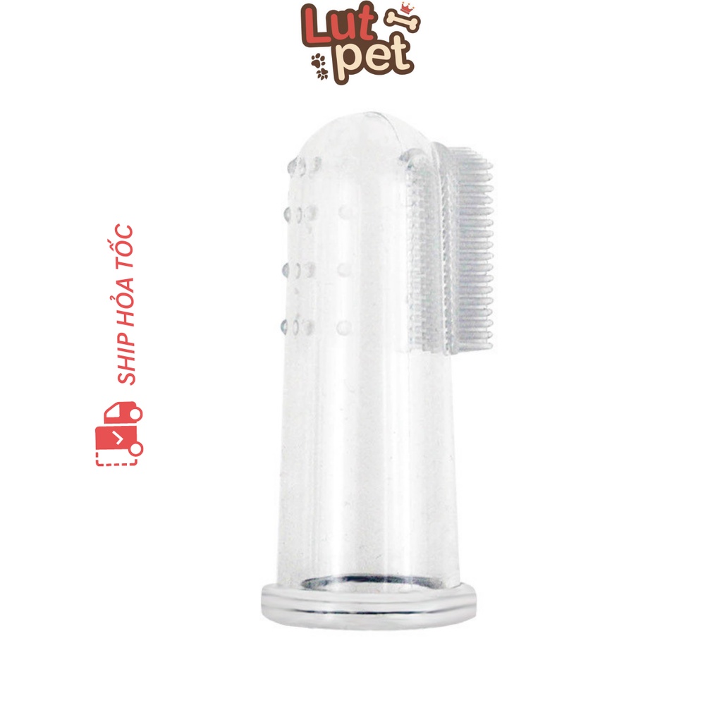 Bàn chải đánh răng cho chó mèo bằng silicone mềm - Bàn chải đánh răng gắn ngón tay cho thú cưng - lutpet