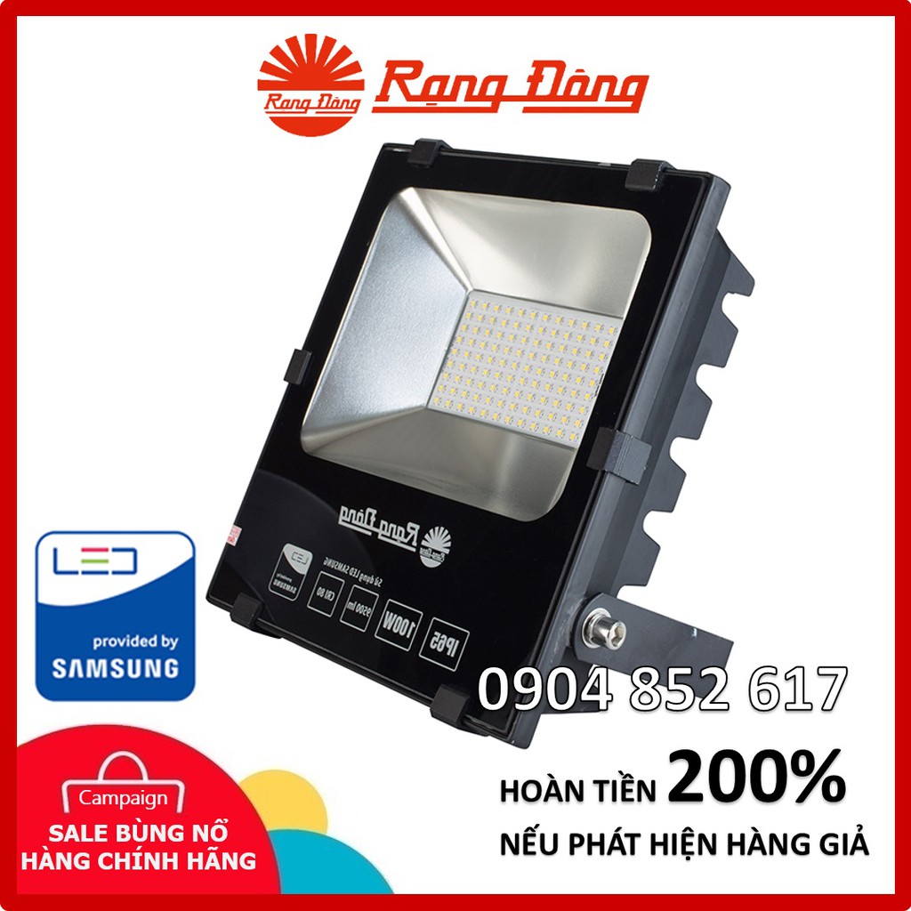 Đèn pha LED 100W Rạng Đông IP 65, chống bụi, chống nước, chipLED Samsung