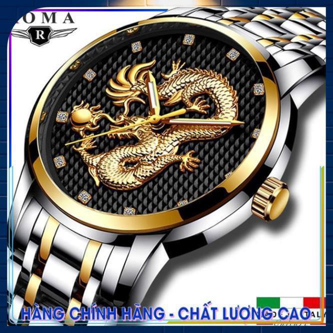 [HÀNG CAO CẤP] Đồng Hồ Nam ROMA DRAGON - Rồng 3D Nghệ thuật – Dây thép đúc đặt cao cấp