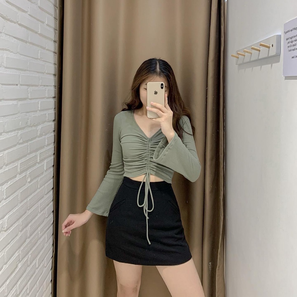 Áo COZY - Áo thun gân rút ngực tay loe