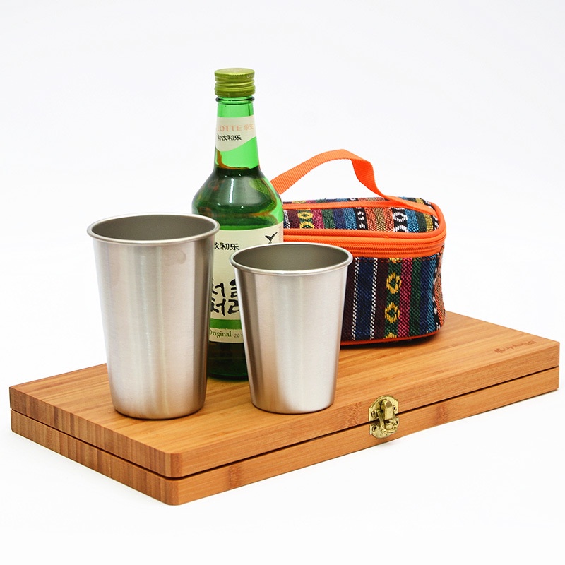 Set Cốc Uống Nước Bằng Thép Không Gỉ 304 Dung Tích 475ml Tiện Dụng Khi Đi Cắm Trại