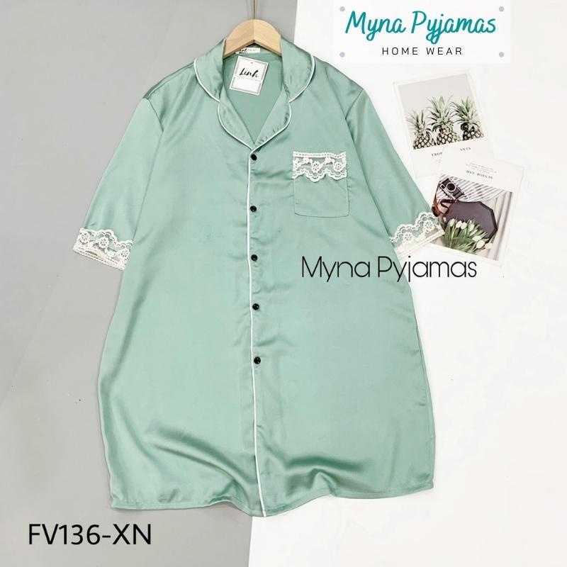 Váy Ngủ Satin Trơn Pha Ren , Thoáng Mát , Siêu Xinh