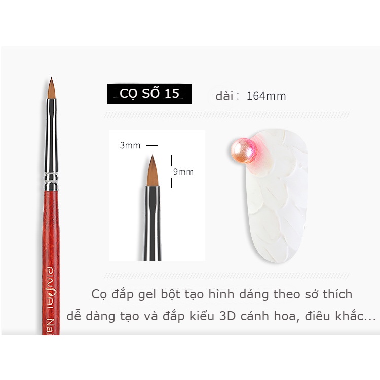 Cọ đắp hoa bột nail  Yapas Pinpai số 15 16 , Cọ chuyên đắp gel tạo hình 3D trang trí móng