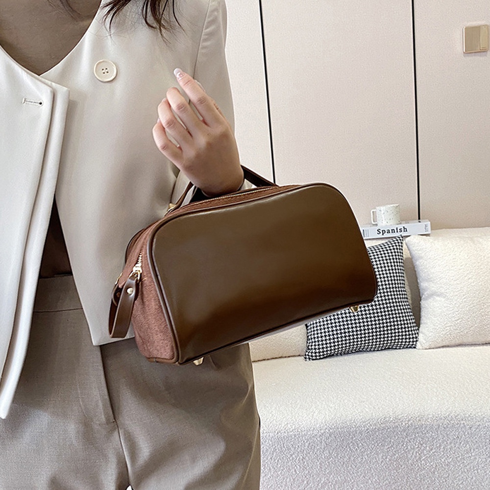 Túi Da Đựng Mỹ Phẩm Khóa Kéo Phong Cách Vintage