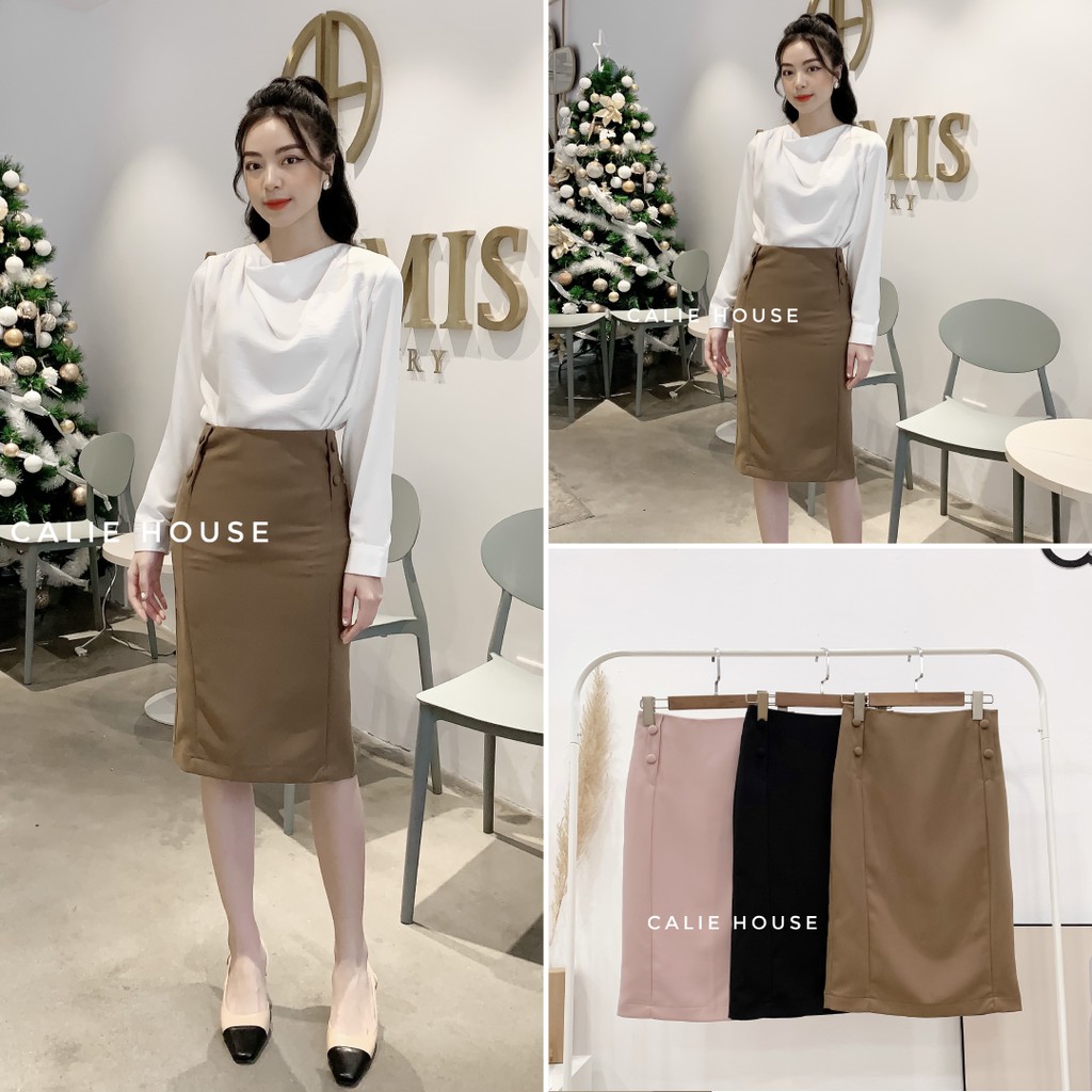 Chân Váy Bút Chì Cúc Bọc 2 Bên Thương Hiệu thời Trang Công Sở CV29 | BigBuy360 - bigbuy360.vn