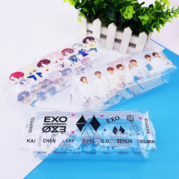 Túi đựng bút trong suốt in hình nhóm nhạc BTS EXO