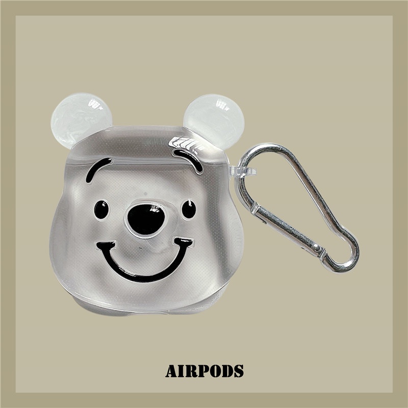 Vỏ bao đựng tại nghe airpod gắn gấu -Vỏ ốp case airpods bảo vệ bao đựng tai nghe không dây bluetooth 1/2/Pro/i12/i9/i7