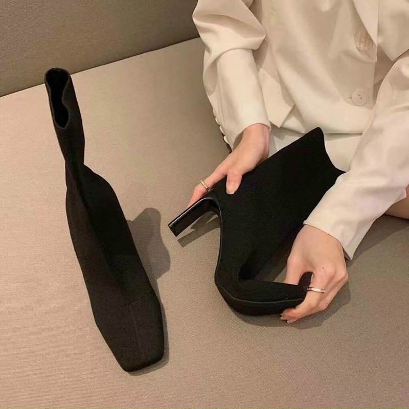 Boot lửng len gân gót dẹt siêu hot