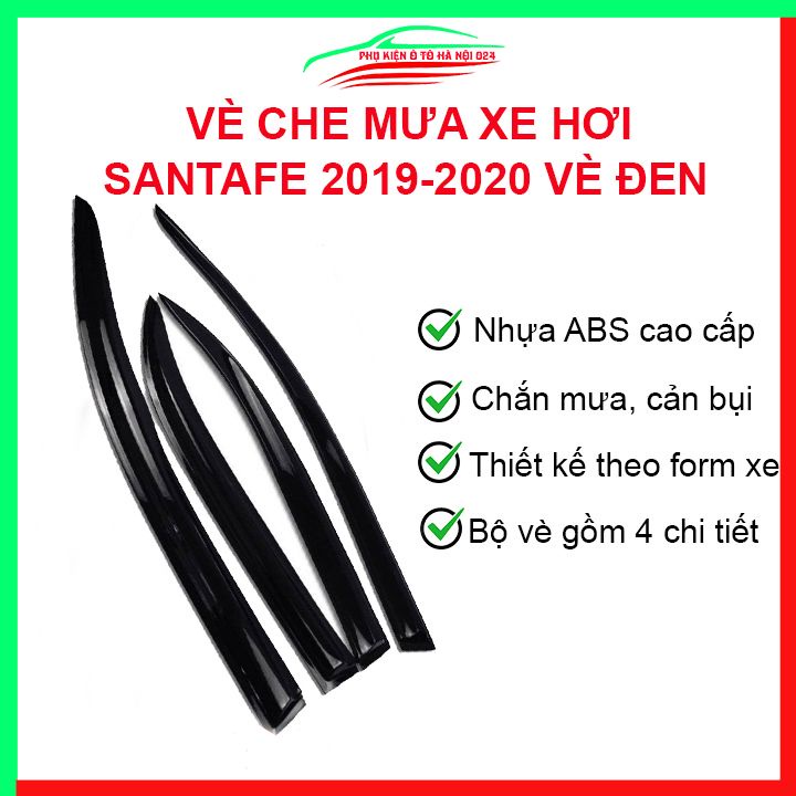 Vè che mưa cho xe ô tô Santafe 2019-2020 vè đen bảo vệ trang trí xe