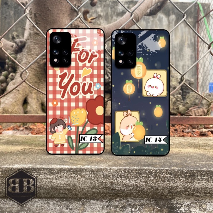 Ốp lưng kính cường lực Xiaomi Redmi Note 11 5G / Poco M4 Pro 5G cute hạt me