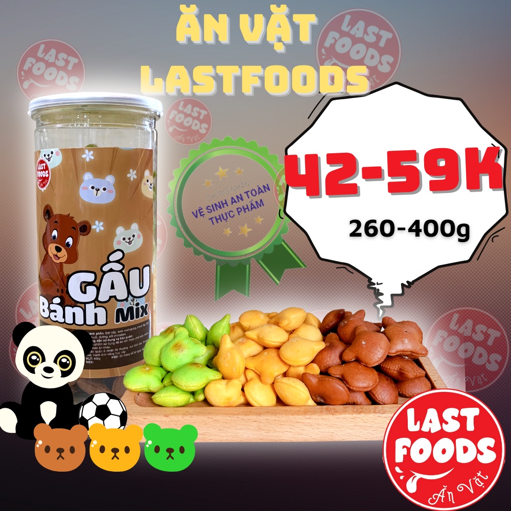 Bánh gấu nhân kem mix 3 vị 390g ,ăn vặt LASTFOODS Hà Nội với các mẫu đồ ăn vặt các miền đầy đủ hương vị thơm ngon giá rẻ