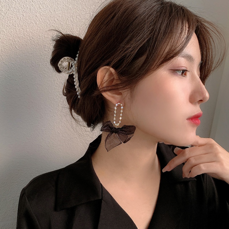 Bông tai nơ đính đá nhân tạo thời trang dành cho nữ