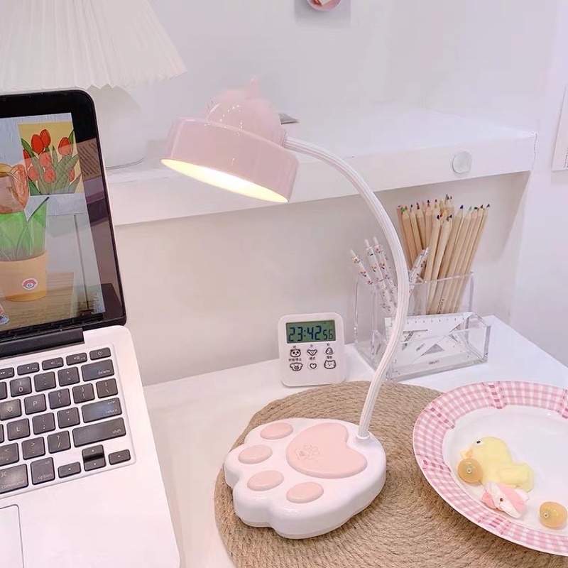 Đèn học để bàn hình bé mèo màu hồng