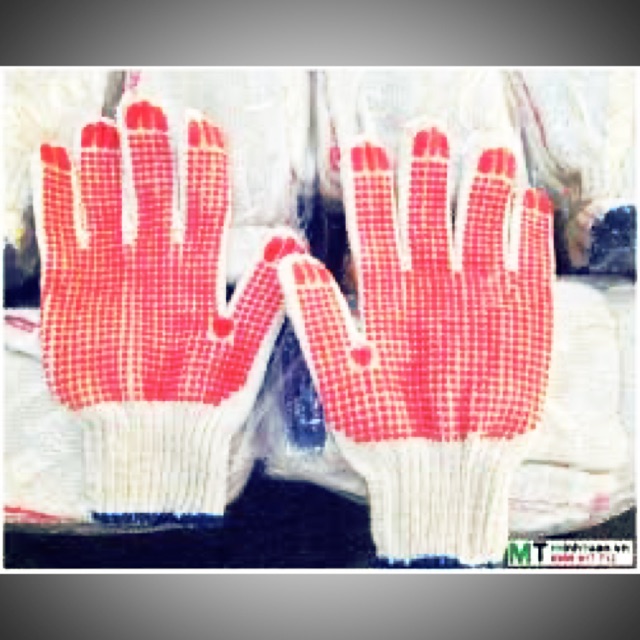 Găng tay len phủ hạt nhựa loại dày x 10 đôi