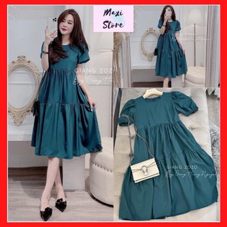 Váy maxi suông bánh bèo , đầm nữ dáng suông tay bồng