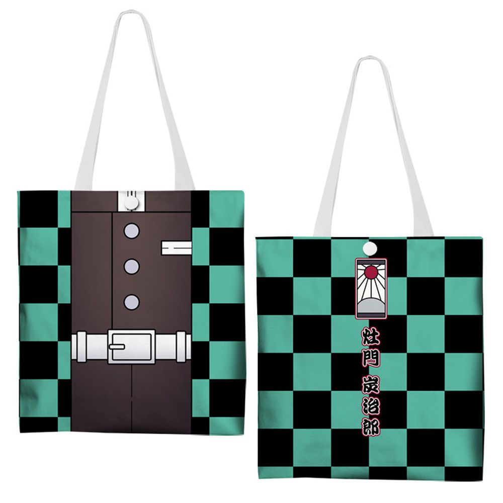 Túi xách đeo vai bằng vải nhung cỡ lớn in họa tiết anime Demon Slayer thời trang cho nữ