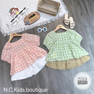 Bộ kẻ pelum 2 màu bé gái