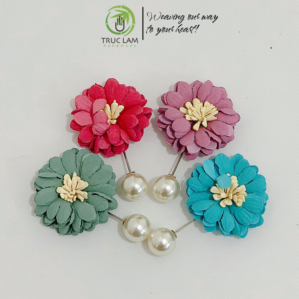 Phụ Kiện Ghim Cài Áo Nữ Bông Hoa Cúc Trúc Lâm Handmade