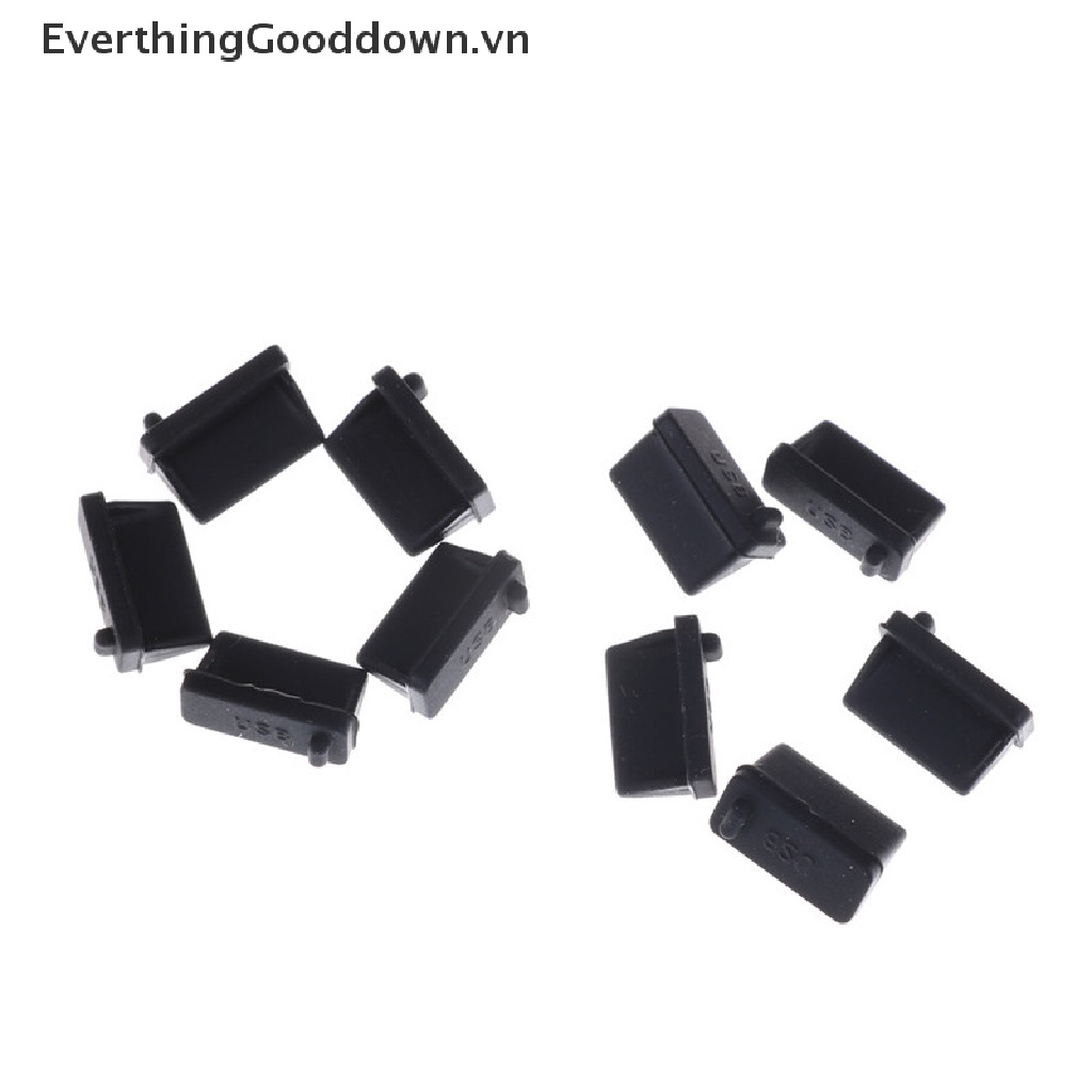 Everthinggooddown Set 10 Nút Cao Su Đen Bịt Ổ Cắm USB Chống Bụi