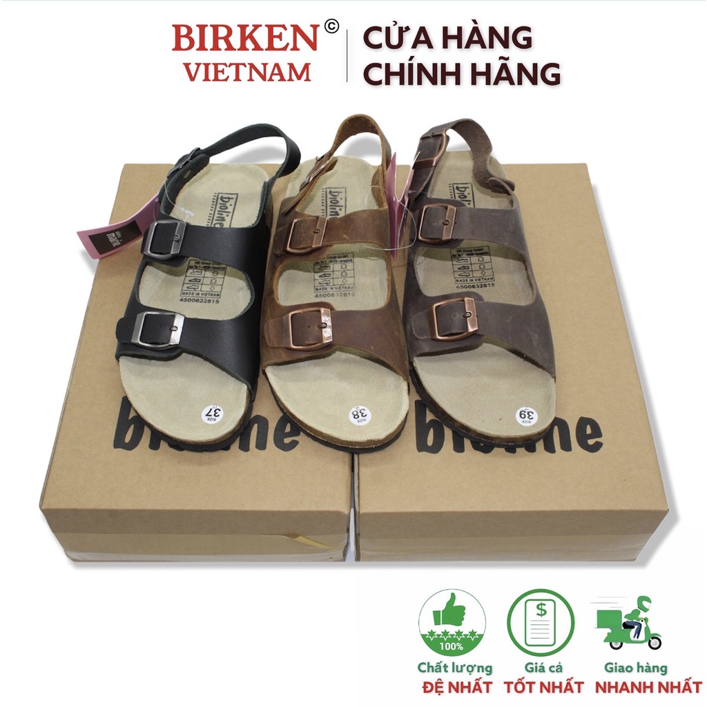 Giày birken vietnam quai hậu sandal da bò unisex xuất khẩu châu âu mã D02
