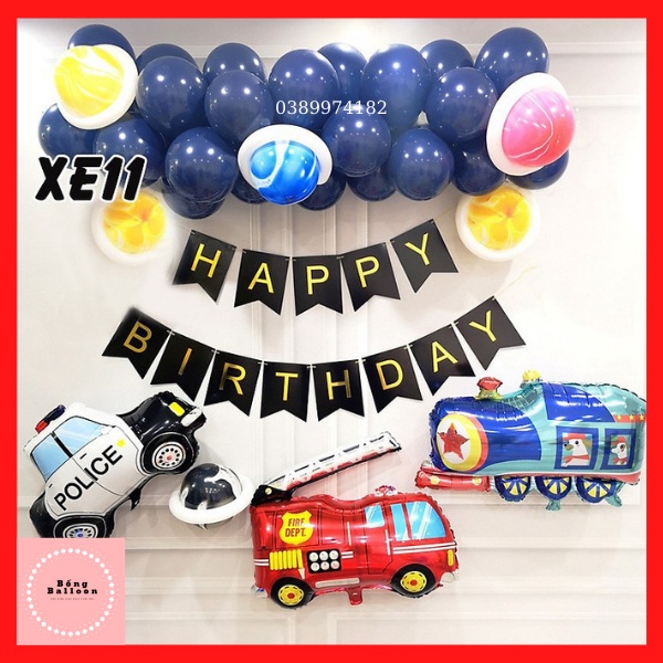 Set Bóng Bay Trang Trí Sinh Nhật Cho Bé Trai Chủ Đề Ô Tô Bt11 ❤️Tặng Bóng Số Tuổi Trang Tri Sinh Nhật Cho Bé