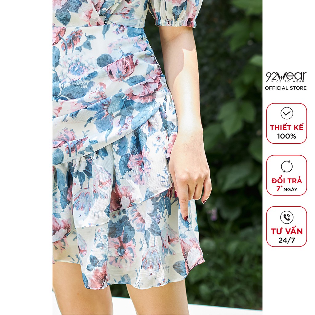 Đầm hoa 92WEAR  váy dáng xòe tay lỡ bồng nhẹ nhàng, thanh lịch DEA1817 | BigBuy360 - bigbuy360.vn