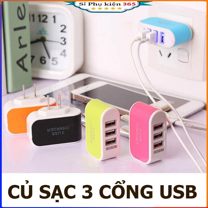 Cục sạc điện thoại đa năng 3 cổng USB 3.1A