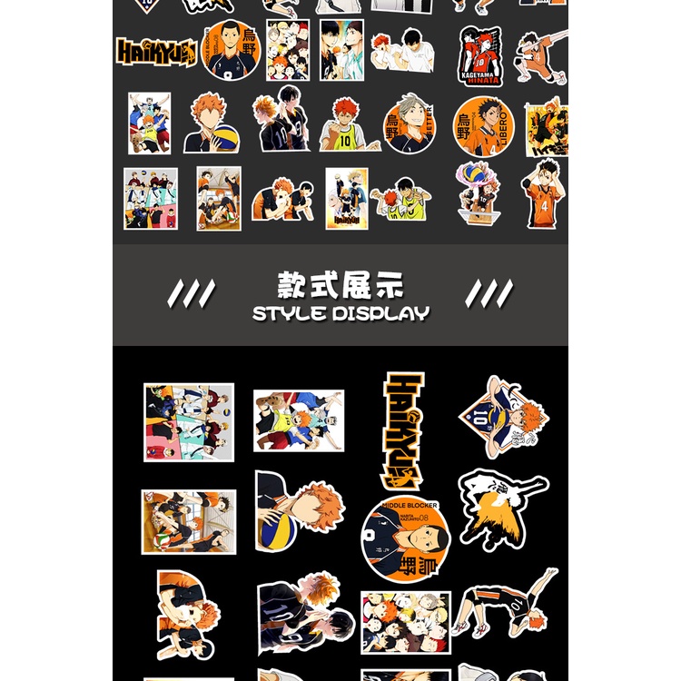 50 sticker cute chống nước dán mũ nón bảo hiểm MẪU BÓNG CHUYỀN THIẾU NIÊN , vali 50 hình dán graffiti máy tính xách tay