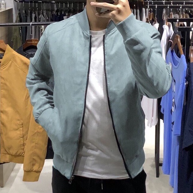 Áo Khoác Bomber Da Lộn, Chất Da Lộn Mềm Mượt, Chống Nước Nhẹ, Năng Động ARU SHOP