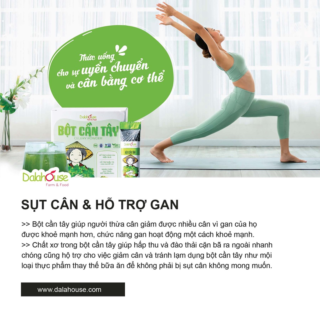 BỘT CẦN TÂY DALAHOUSE ĐẸP DA SẠCH MỤN DETOX CƠ THỂ GIẢM MỠ BỤNG GIẢM CÂN SAU SINH CT120