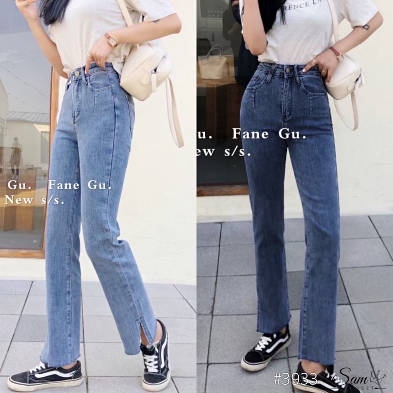 Quần jean ống đứng xẻ gấu 3933