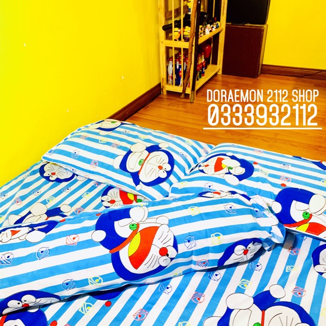 [Mã LIFEHOT55 giảm 10% đơn 99K] Bộ drap nệm ga nệm ga giường Doraemon